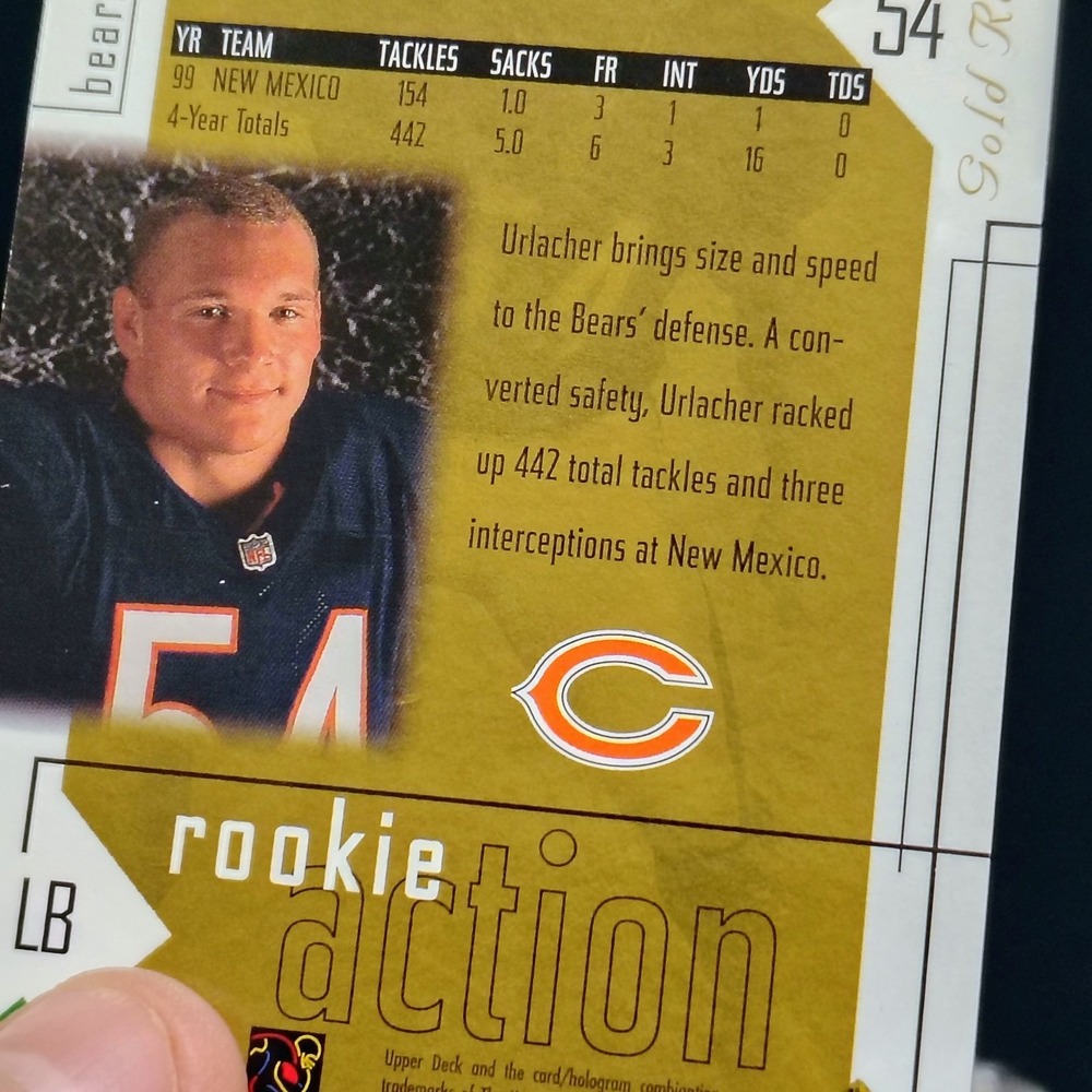 2000‎ Upper Deck Gold Reserve #179 Brian Urlacher RC  13/2500 Rookie Action - Picture 3 of 4